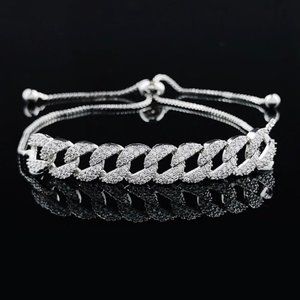 NEW “7” HIP HOP CUBAN DIAMOND S925 STERLING SILVER BRACELET